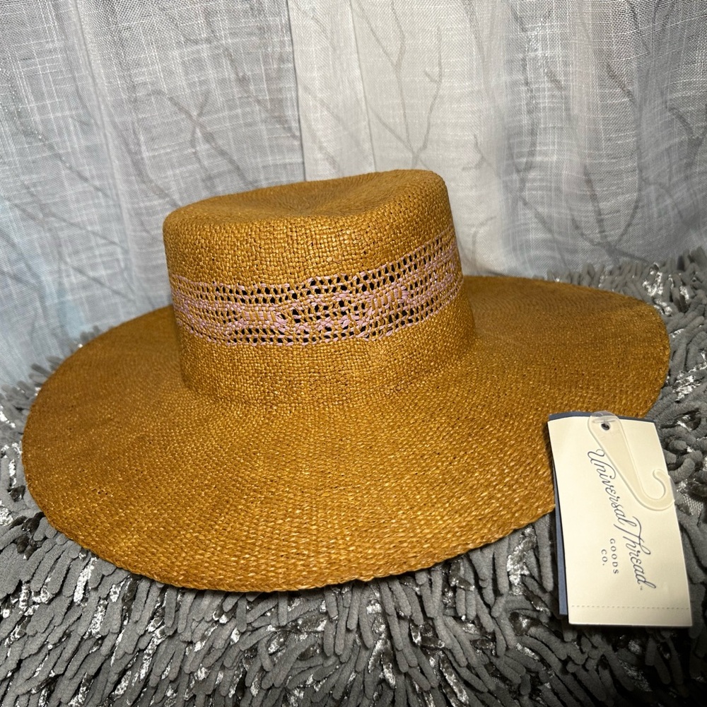 NWT | UNIVERSAL THREAD CO.| STRAW HAT Straw Boater Hat - Tan Size S/M